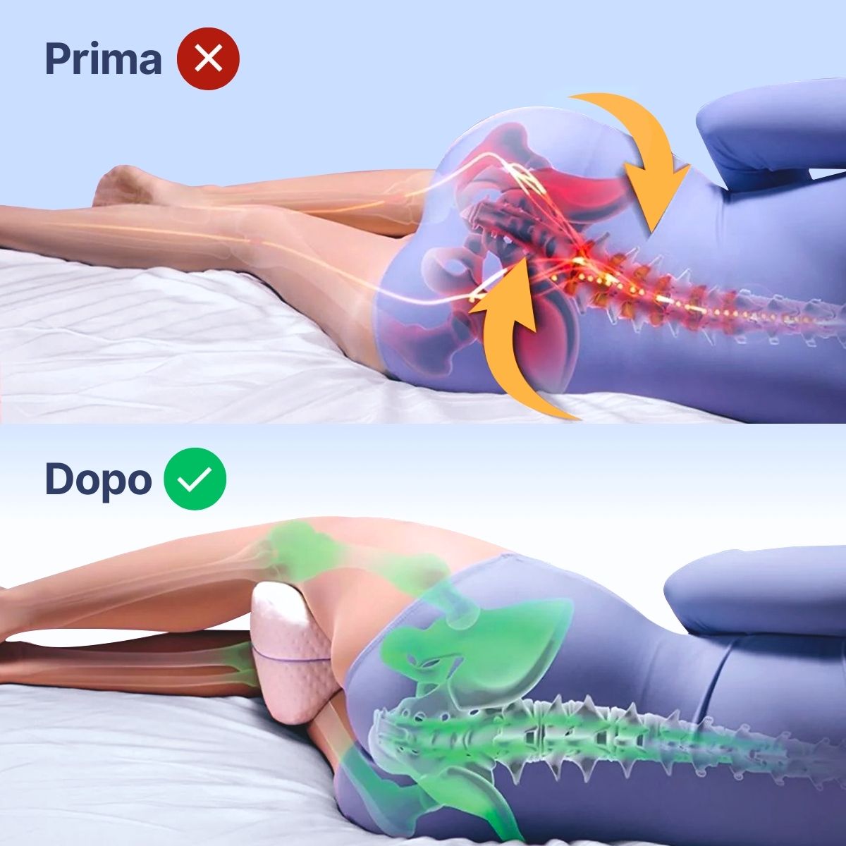 Memory foam knee pillow with elastic strap